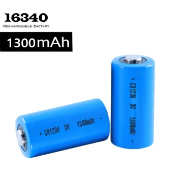 LiFePO4 RCR123 16340 Rechargeable Battery 1300mAh 3.2V for Camera Flashlight, Headlight