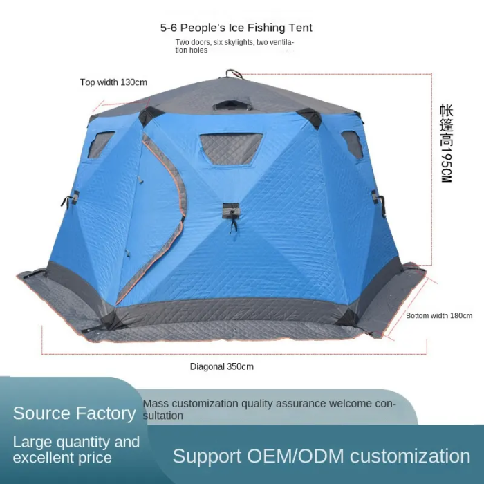 ਠੰਡੇ ਮੌਸਮ ਲਈ 6-ਪੈਨਲ ਸਰਦੀਆਂ ਦੀ ਬਰਫ ਫੜਨ ਤੰਬੂ