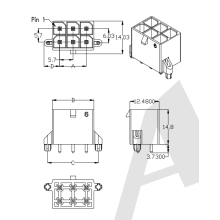 5.70mm pitch 180°Wafer Connector series AW5700V-2xNP