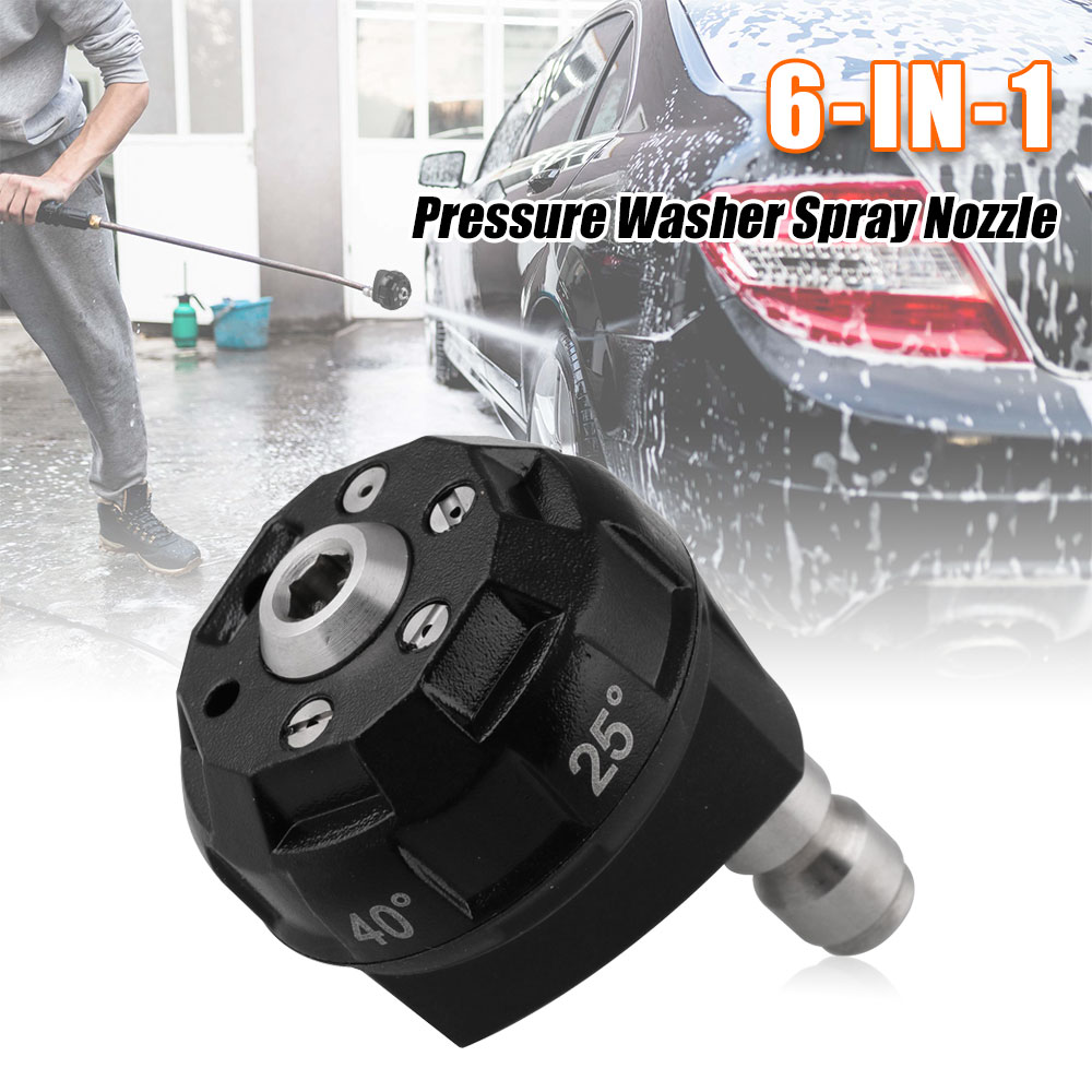 6 in 1 Pressure Washer Tips Nozzle Quick Connect Tips for car wash 1/4 inch water Column Spray Shower Fan