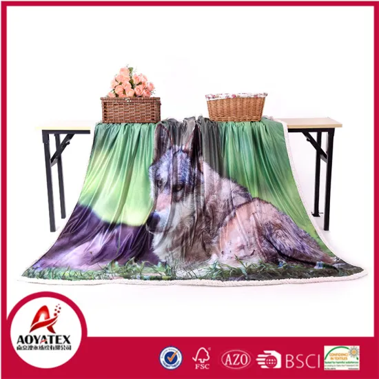 high quality printed micromink blanket double ply,sherpa knitted blanket