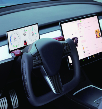 2024 TE-Mart Custom Perforated Leder Alcantara Matt Carbonfaser-Joch-Lenkrad für Tesla Modell 3/Y