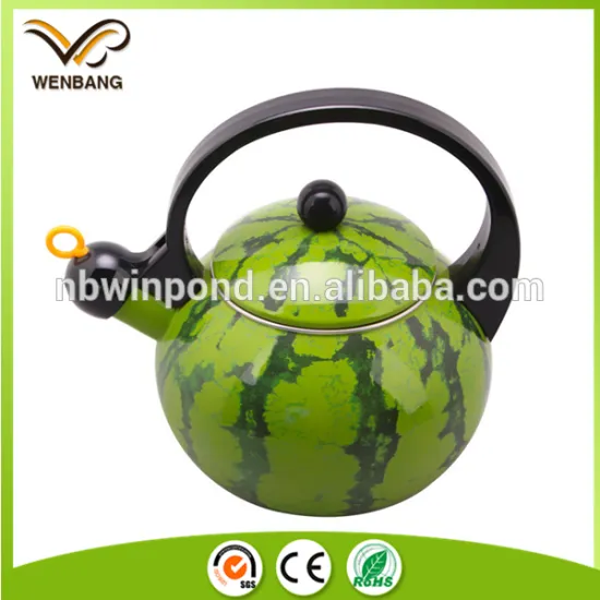 Round watermelon ball shaped enamel whistling kettle