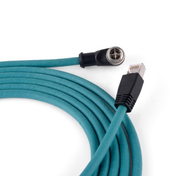 Cavo da M12 a RJ45 con connettore a gomito maschio a 8 core per la telecamera industriale Ethernet