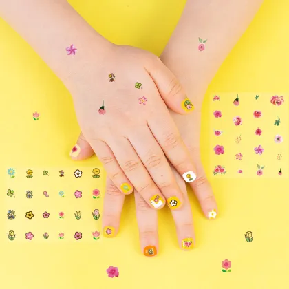 Kids Nail Art Stickers & Decals: Flower and Heart Shapes for Little Girls