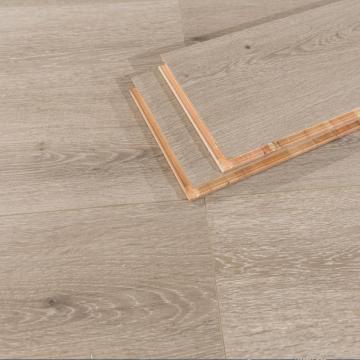 Sàn gỗ sồi Châu Âu 3 lớp sơn màu xám được chế tạo