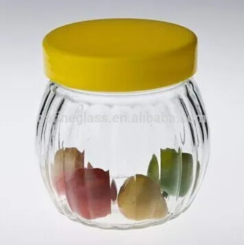 clear glass bulb snack storage jar/ candy jar/ dried food jar with pp cap