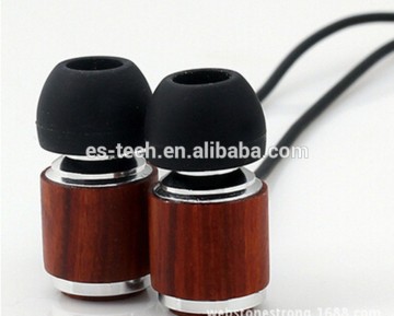 Wood Wired earphones, stereo earbuds for cell phone