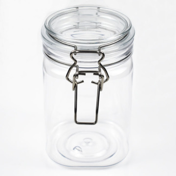 Hot Selling 800ML PET Food Grade Non-Toxic Transparent Storage Jar with Flip Lid