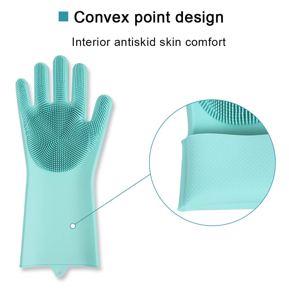 Silicone Gloves with Cleaning Brush Scrubber