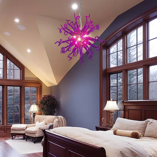 Chihuly Style Purple Blown Glass Chandelier Bedroom Pendant Lights