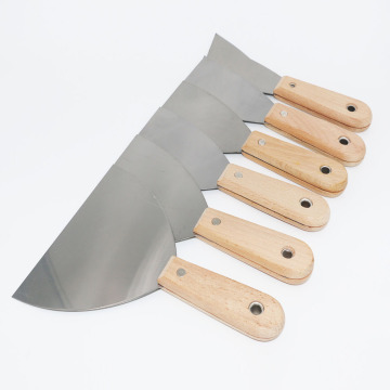 Stainless Steel Putty Knife with Wooden Handle - Professional Hand Tool