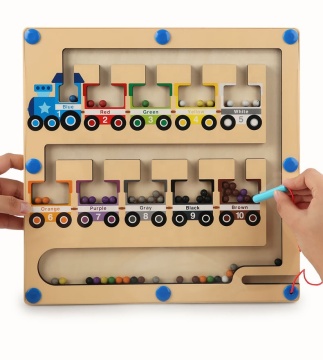 Montessori Wooden Color Number Maze Puzzle Board Toy for Children