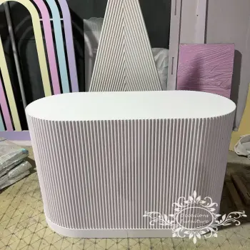 Oval Shape PVC Line Design Wedding Cake Table Stands for Rent