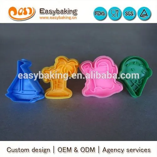 Factory custom supply 4pc Summer ice cold plastic cookie cutter stamp