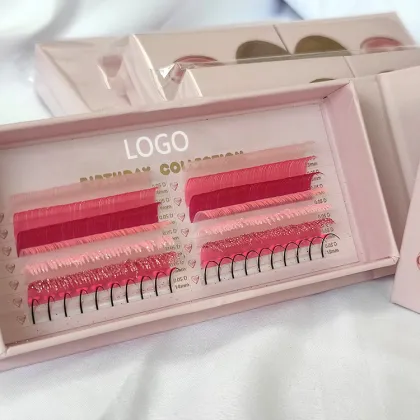 Christmas-themed OEM Private Label Colored Lashes: Silk Mixbox Colorful Individual Eyelash Extensions for Festive Makeup