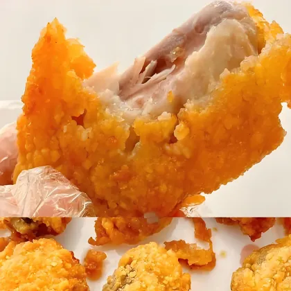 Fried chicken mid-wings wrapped in flour