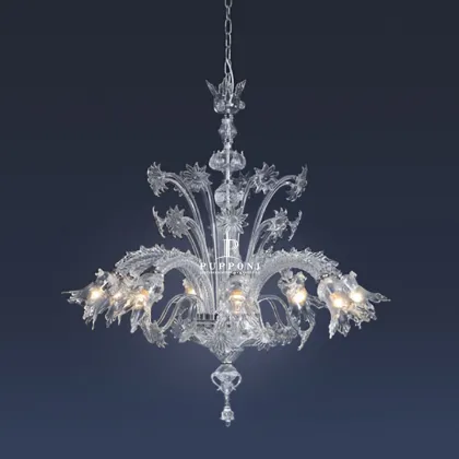 Designer Chandelier for Dining Room: Glass LED Pendant Lamp Light