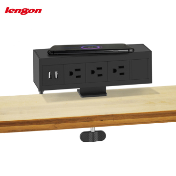 Wireless Kitchen Switch with Pop-Up Charging: 3 Sockets + 2 USB-A, US Standard, Clamp Power