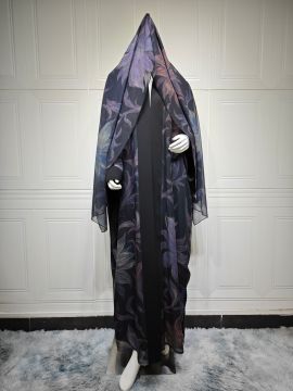 Elegant Black Abaya Hijab Set for Summer