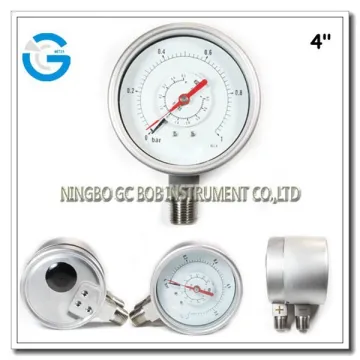 High quality stainless steel differential pressure gauges with bottom connection
