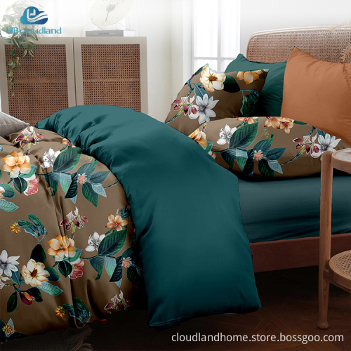 Cloudland Doria Printed Designer Cotton Bed Sheet Set Queen Size 3 Pieces