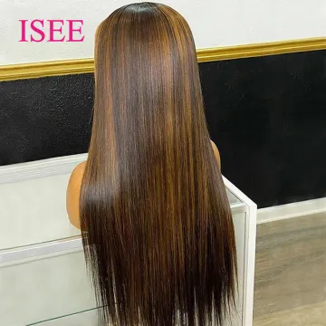 Glueless Highlight Human Hair Lace Front Wigs,Brazilian Virgin Frontal Wig,Natural Piano Color Pre plucked HD Lace Front Wigs