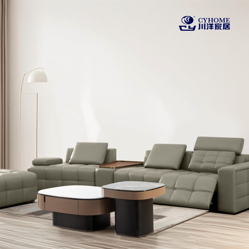 Salbeigrünes Ledersofa für modernes Zuhause
