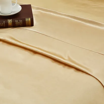 Summer Cooling Luxury Royal Yellow Comfortable Silk Satin Bedding Set