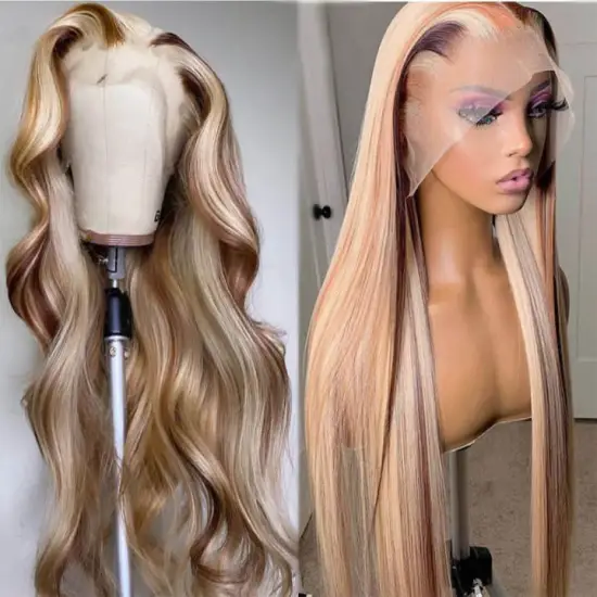 180% Density HD Highlighted 28 Inch Human Wig for Black Women