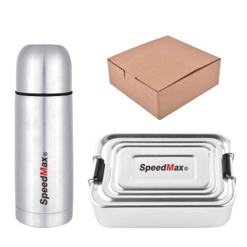 Set regalo da viaggio all'aperto: 350 ml di boccetta sotto vuoto e scatola da pranzo in alluminio