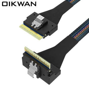 Slimsas SFF-8654 8i hingga 8i Kabel Sudut Kanan Slimsas Connector Slimsas 8i Cable