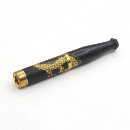 High-end new products hot sale ebony carved dragon style ebony cigarette holder