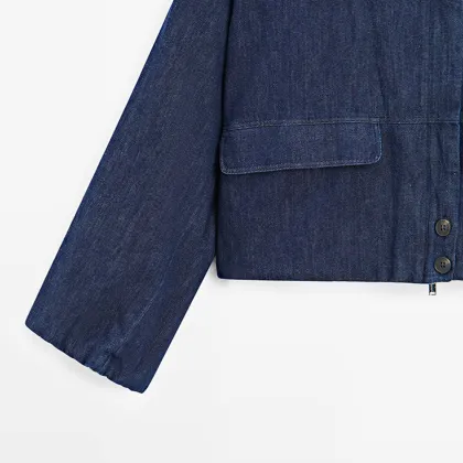 Women's urban commuting modern style pilot jacket denim jacket