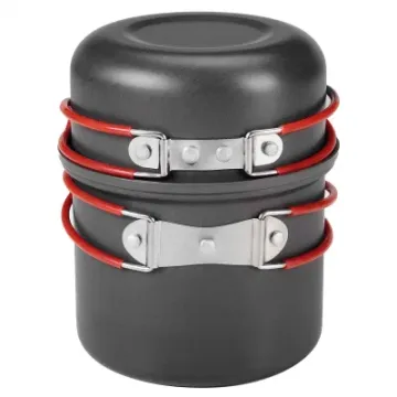 Black Mess Kit Backpacking Cooking Outdoor Family Hiking Picnic Camping Cookware Set