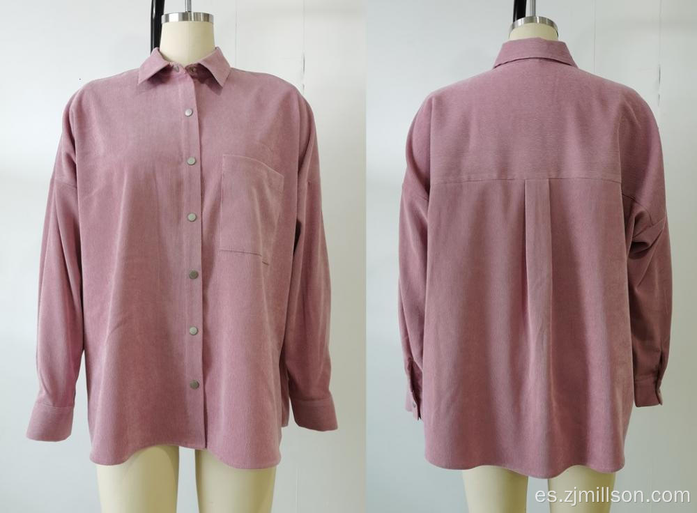 Camisa de mangas largas de color rosa color softy otoño