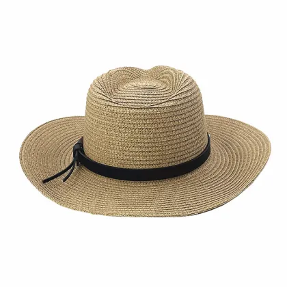 Men's Fashion Black Sunscreen Panama Hats - Straw Cowboy Hat