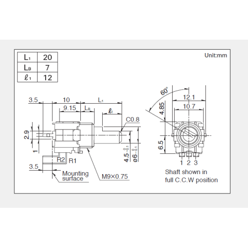 RK09L Series Rotating potentiometer