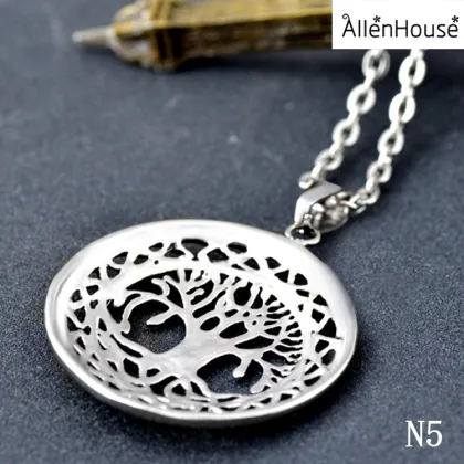 2022 Men's Stainless Steel Family Tree Pendant Necklace - Wholesale