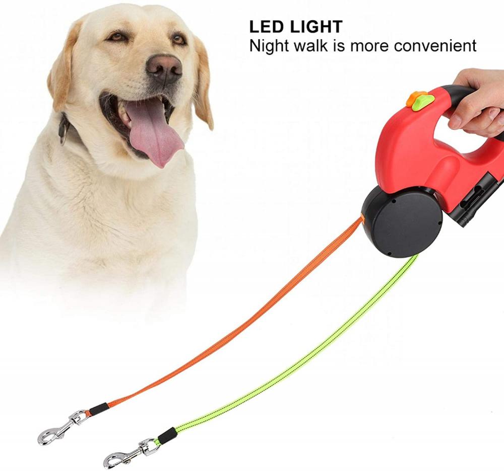 LED Retractable Dog Leash Double-headed Leash