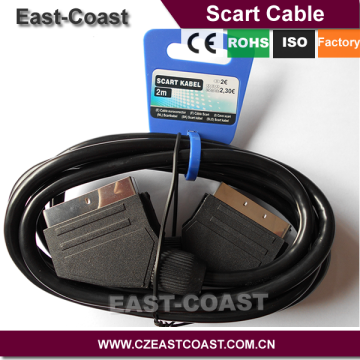 Germany Market REACH 21PINS SCART TO SCART CABLE, HIGH QUALITY
