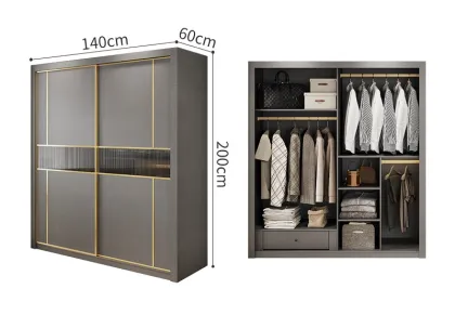 Modern Italian Solid Wood Sliding Door Wardrobe for Simple Home Bedrooms