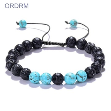 Trendy Turquoise Lava Beads Gelang