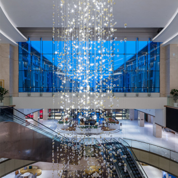 Hotel lobby hanging crystal led chandelier pendant lamp