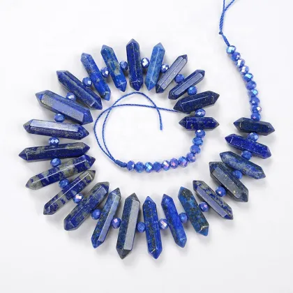 Lapis Lazuli Double Point Crystal Pendant for Jewelry Making