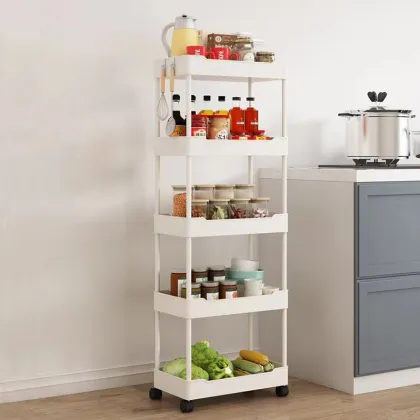 Movable 5 Layer Kitchen Corner Storage Rack