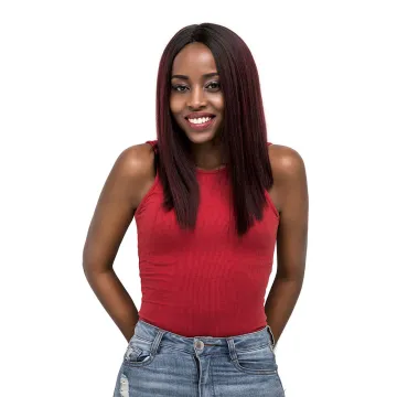 hot sale x-tress straight hair short wigs ombre red colored wigs middle part synthetic hair lace front wigs for black women