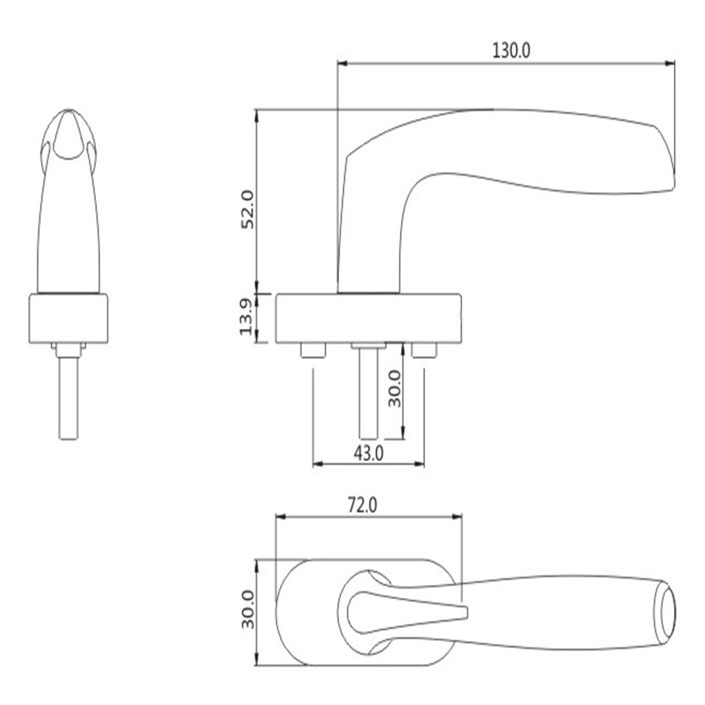 aluminium facy door and window accessories spindle handle drawing