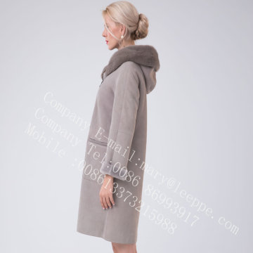 Lady Bias Zipper Spain Merino Shearling Overcoat