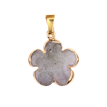 Labradorite 20MM Flower Wrapped Golden Stone Pendant for DIY Making Jewelry